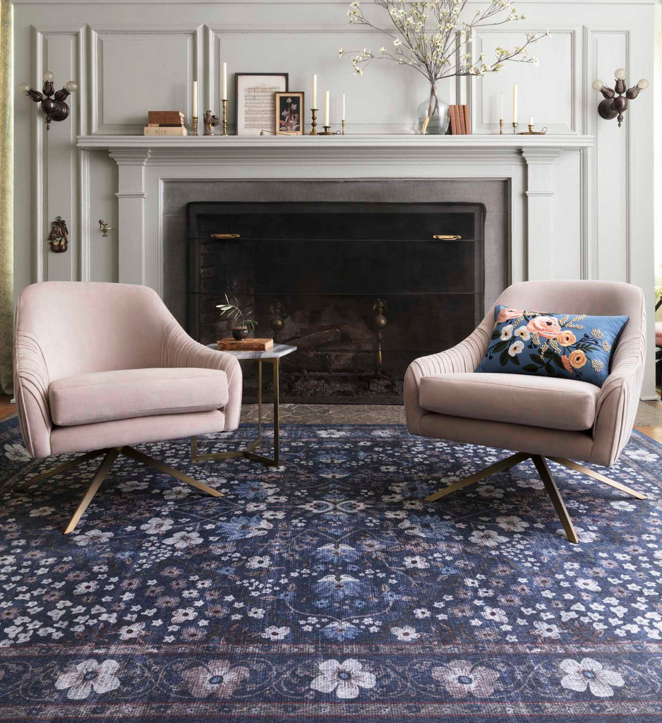 Palais Meadow Navy Printed Rug | Rifle Paper Co.