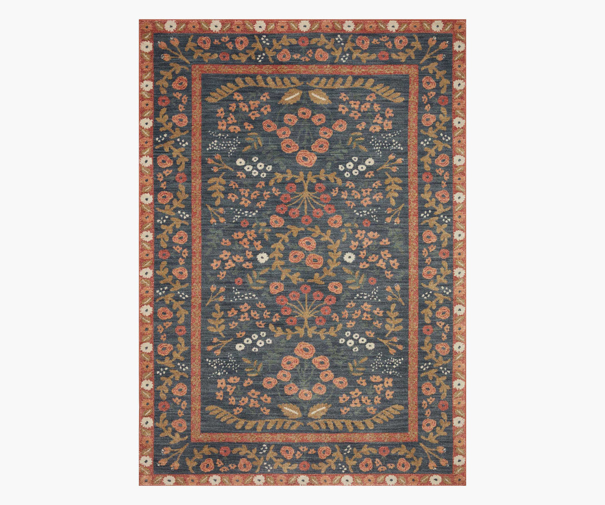 Fiore Florence Navy & Rust Loomed Rug | Rifle Paper Co.