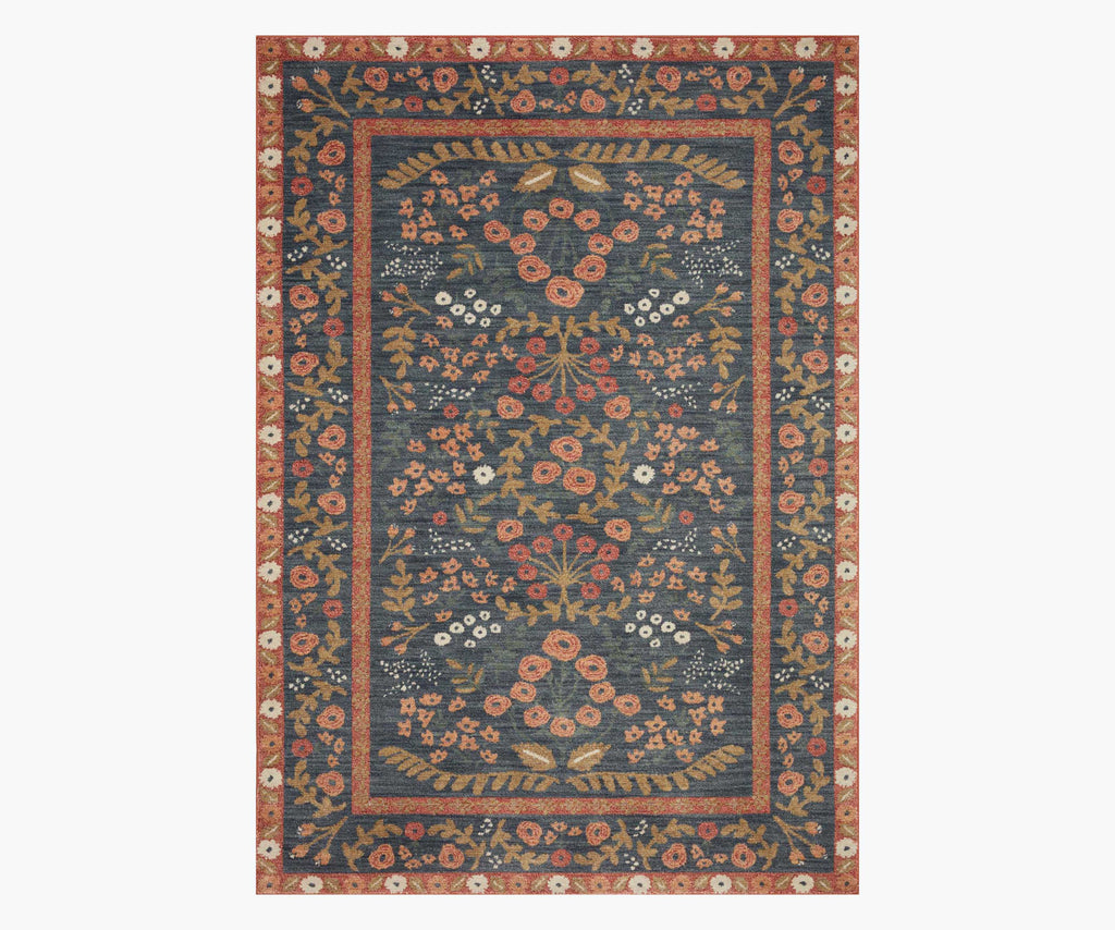 Fiore Florence Power Loomed Rug - Navy & Rust – Rifle Paper Co