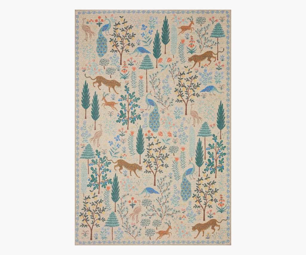 Menagerie Forest Printed Rug - Cream in 5' x 7'6"
