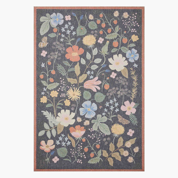 Strawberry Fields Cotswolds Rug in Black | Rifle Paper Co.