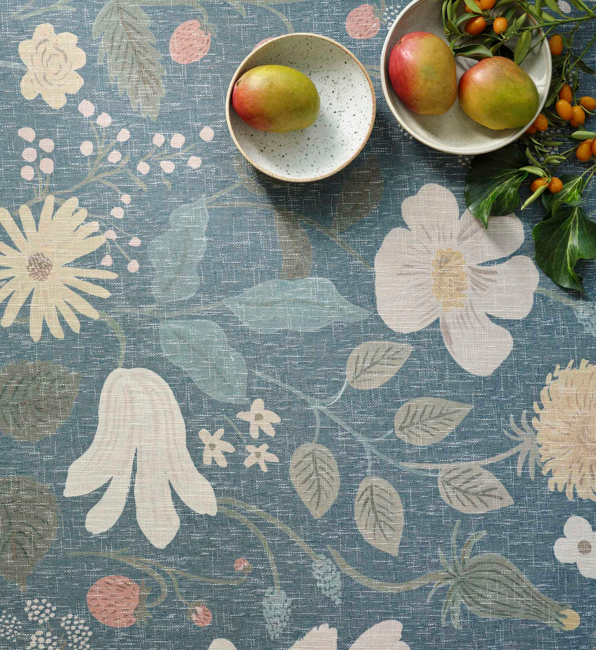Strawberry Fields Teal Power Loomed Rug | Rifle Paper Co.
