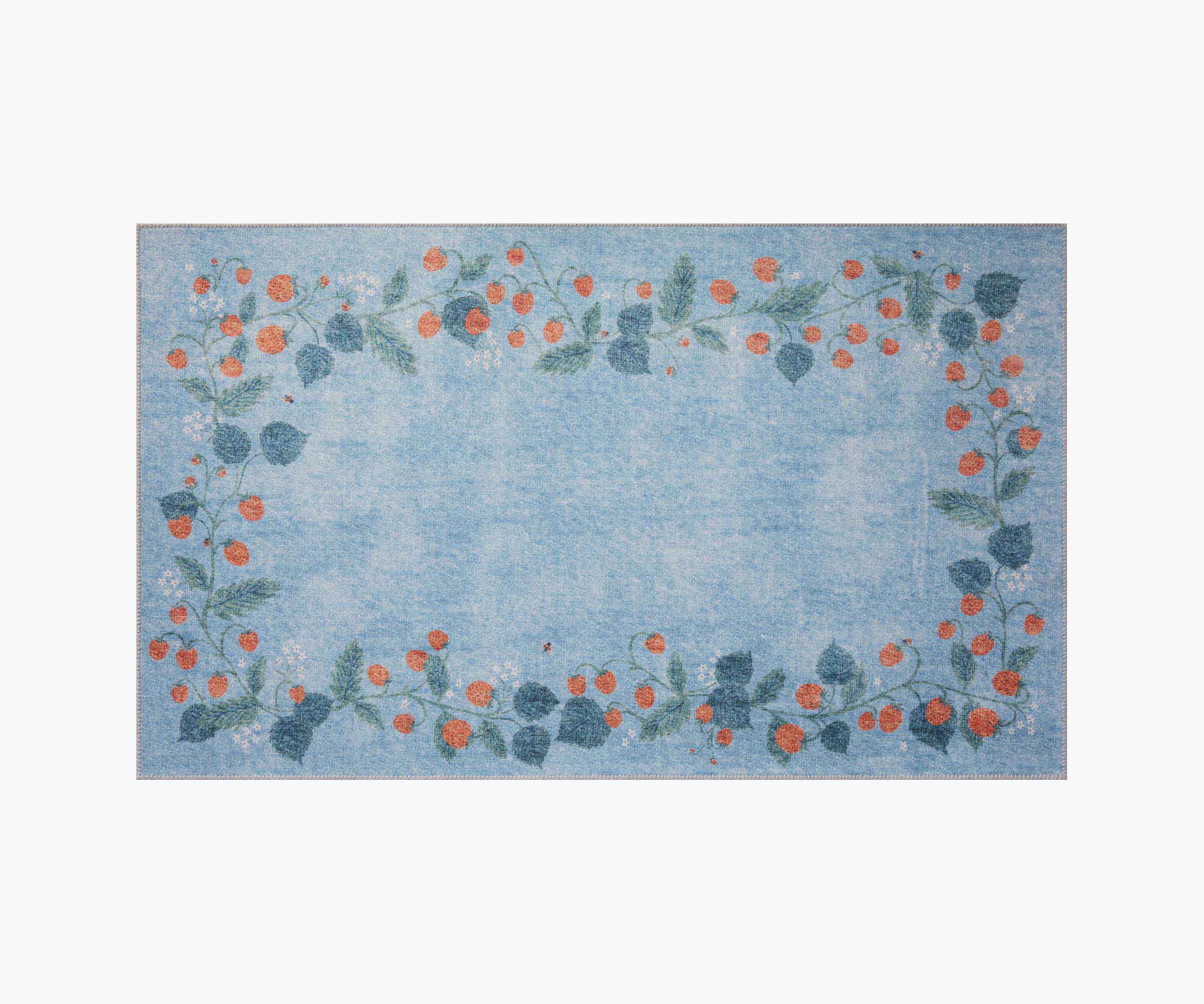 Atelier Strawberries Periwinkle Rug | Rifle Paper Co.