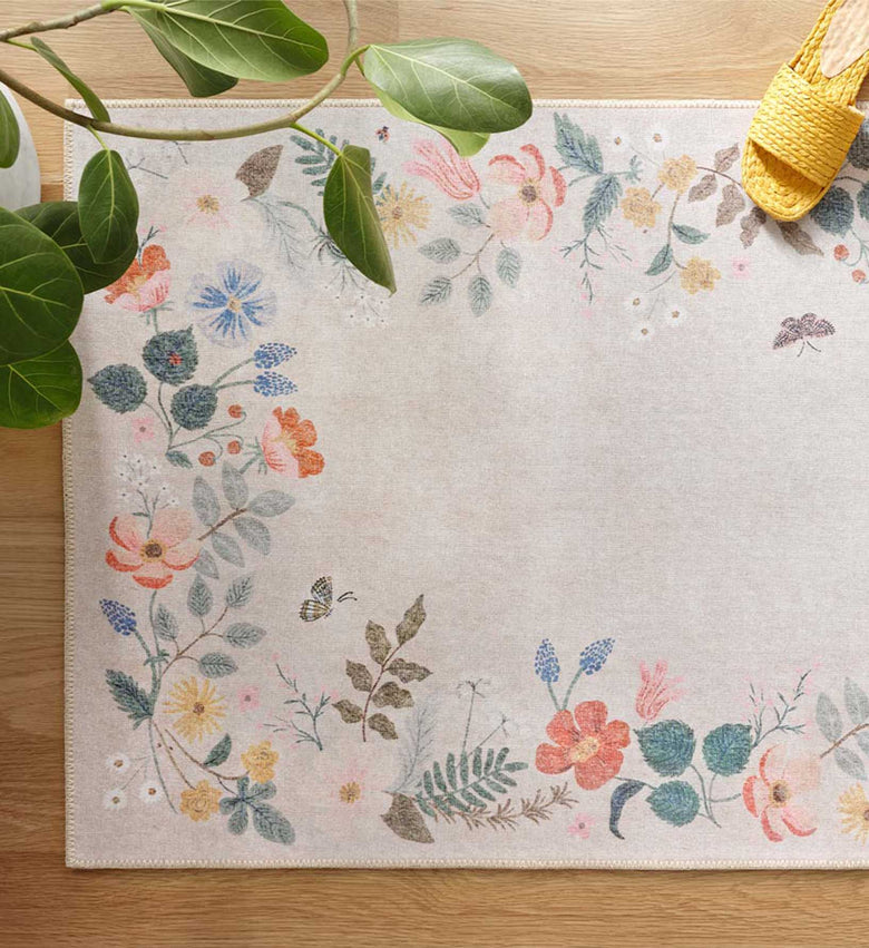 Strawberry Fields Border Cream Rug | Rifle Paper Co.