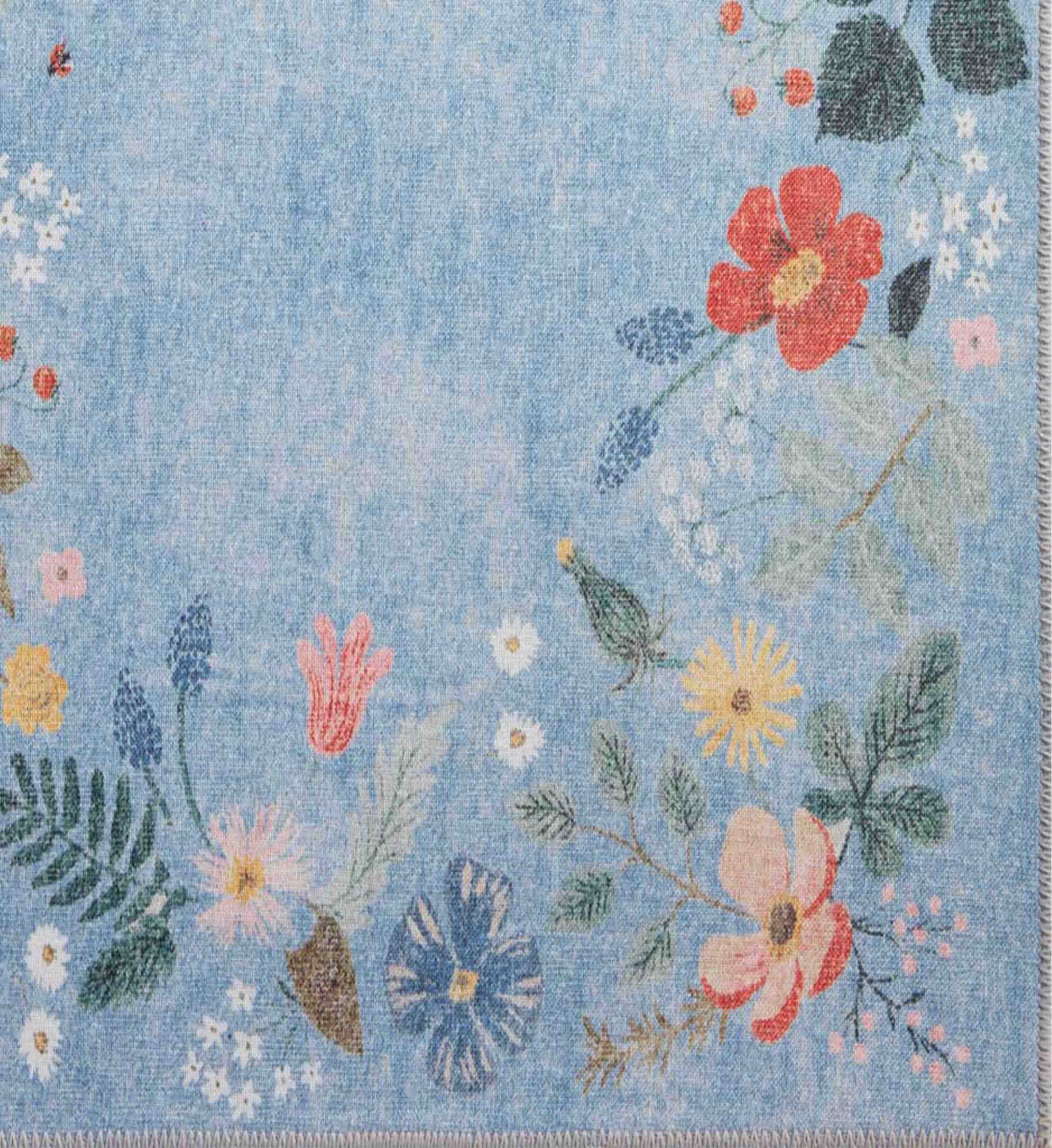 rosymonsterフラワー刺繍 ネイビーウインドブレーカー　011 Strawberry Fields Border Rug – Periwinkle | Rifle Paper Co.