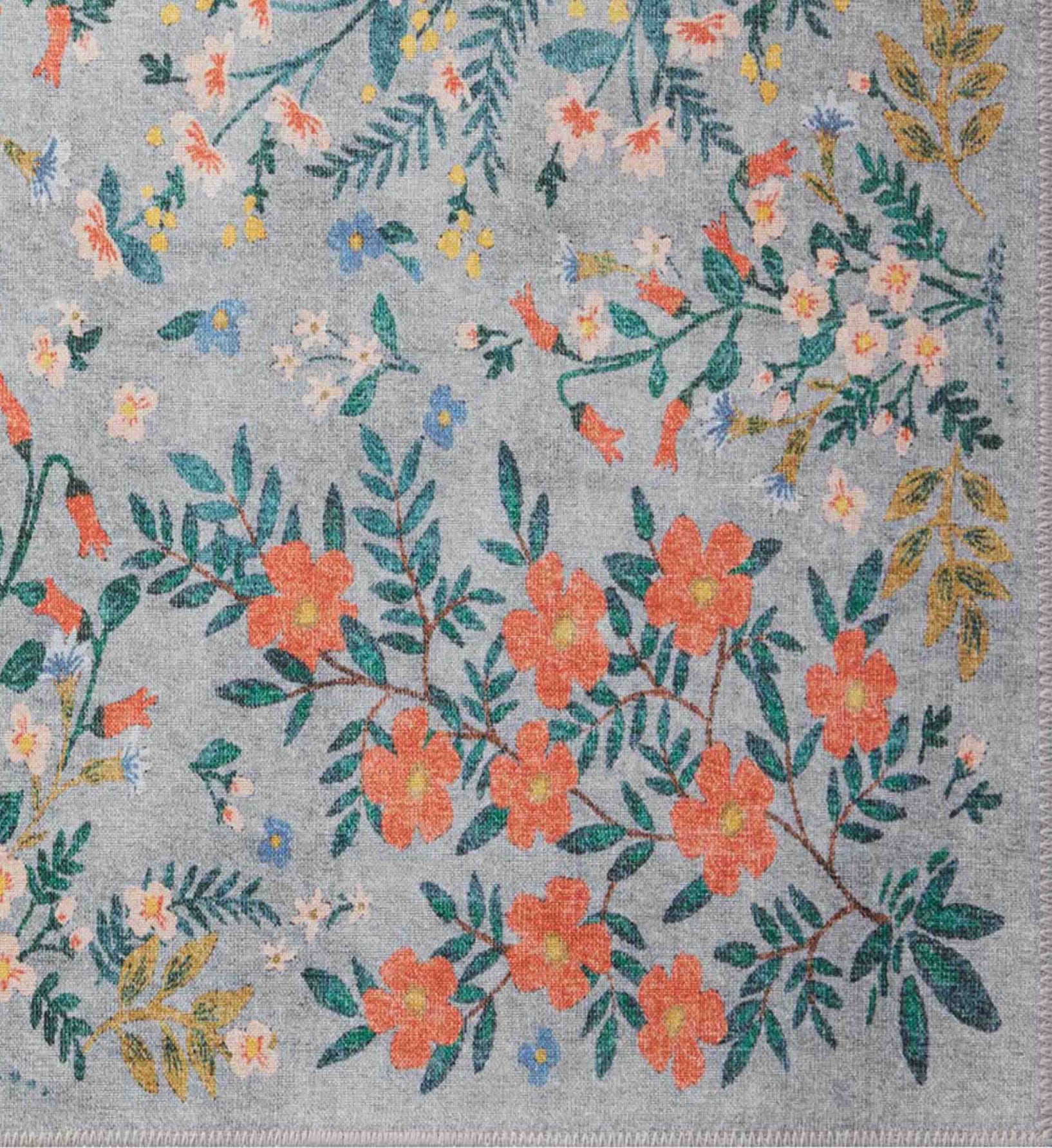 Atelier Wildwood Slate Floral Non-Slip Rug | Rifle Paper Co.