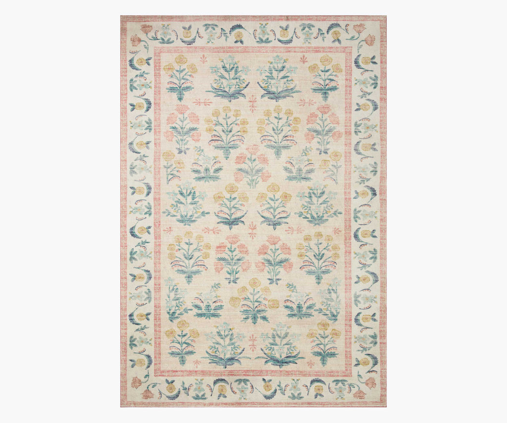 Eden Mughal Rose Power Loomed Rug - Blush Size: 7'6" × 9'6"