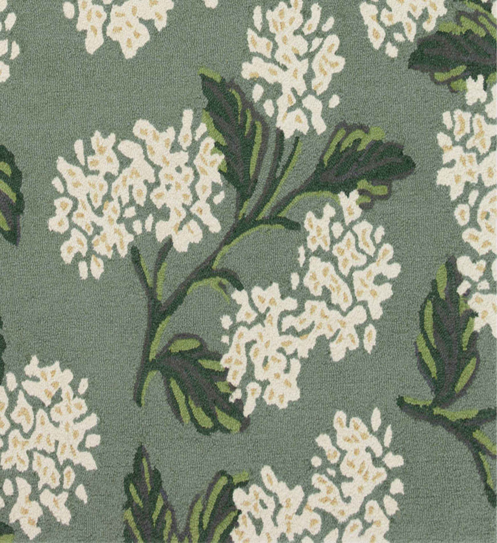 Joie Hydrangea Wool-Hooked Rug in Sage | Rifle Paper Co.
