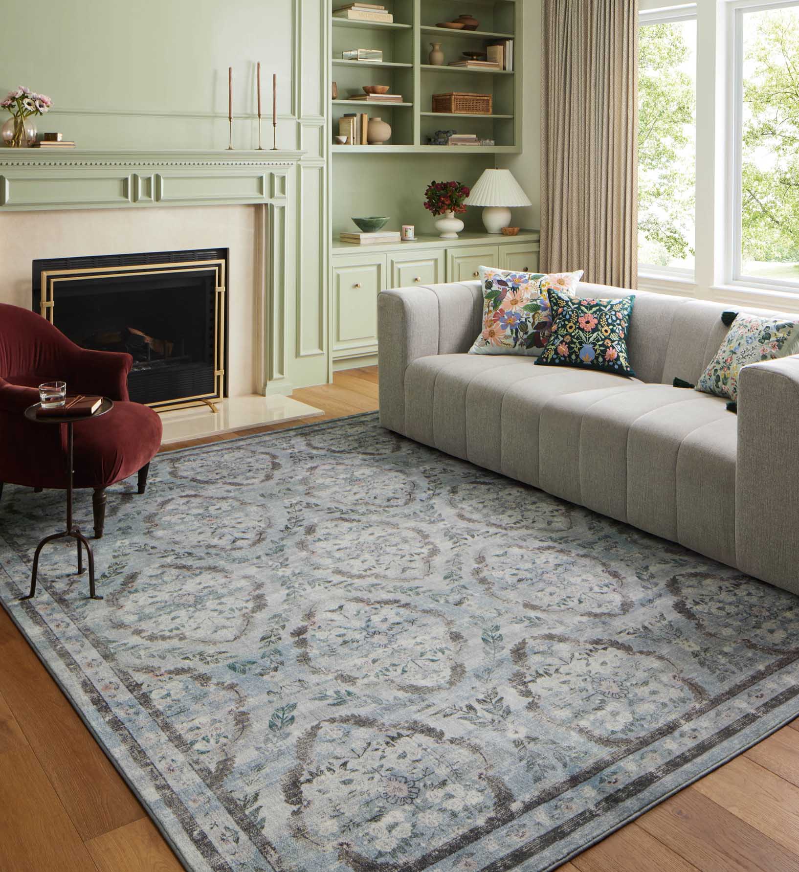 Courtyard Chateau Printed Rug - Blue