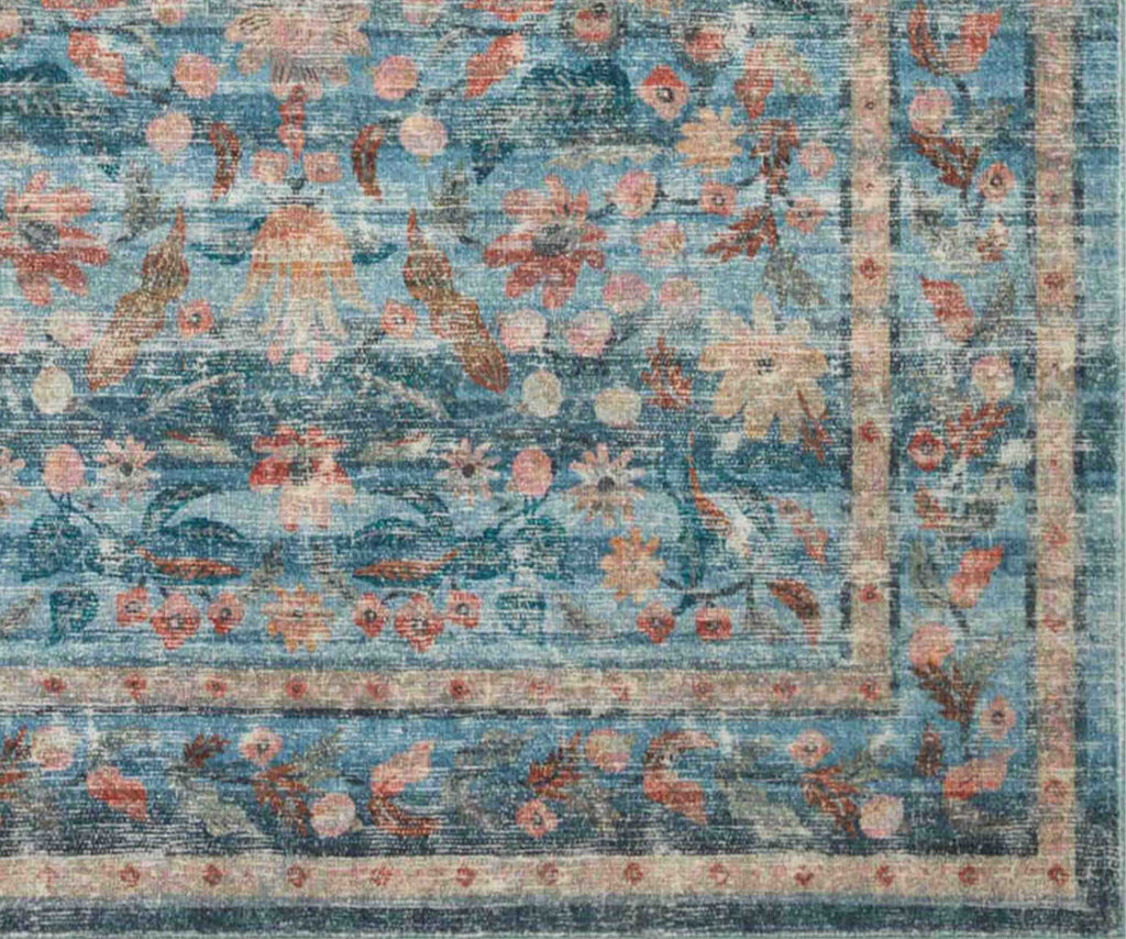 Eve Blue Floral Printed Rug – Courtyard | Rifle Paper Co.