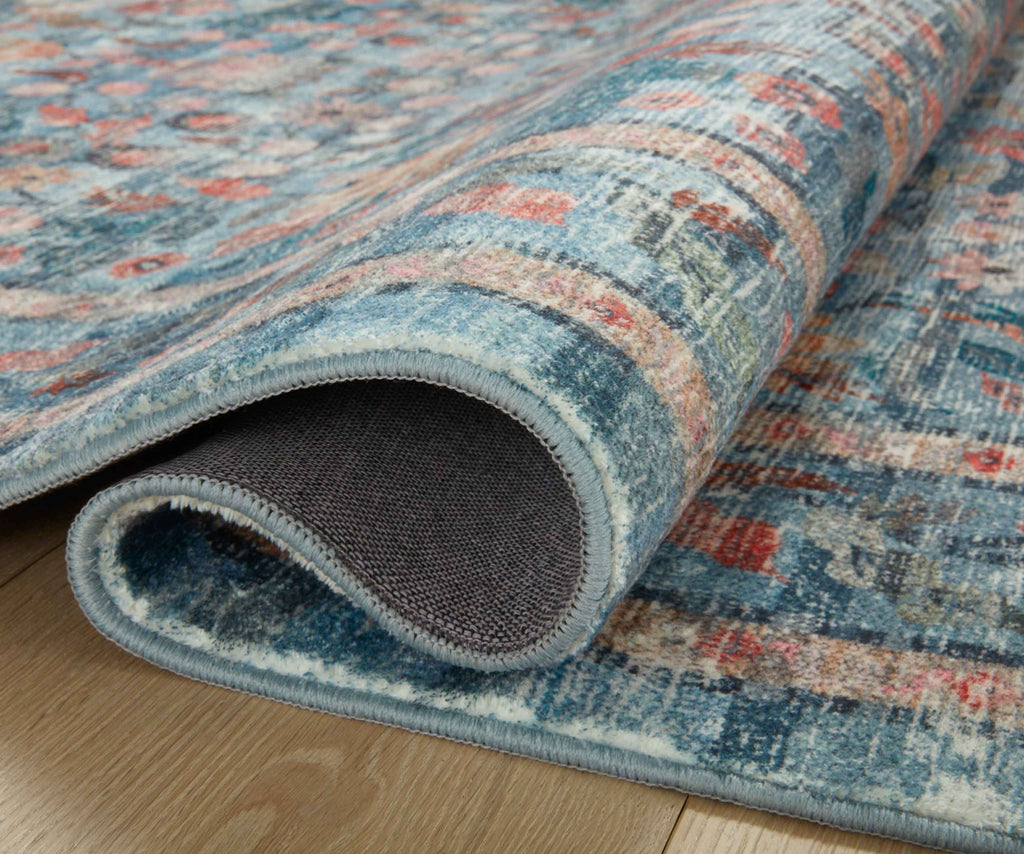 Eve Blue Floral Printed Rug – Courtyard | Rifle Paper Co.