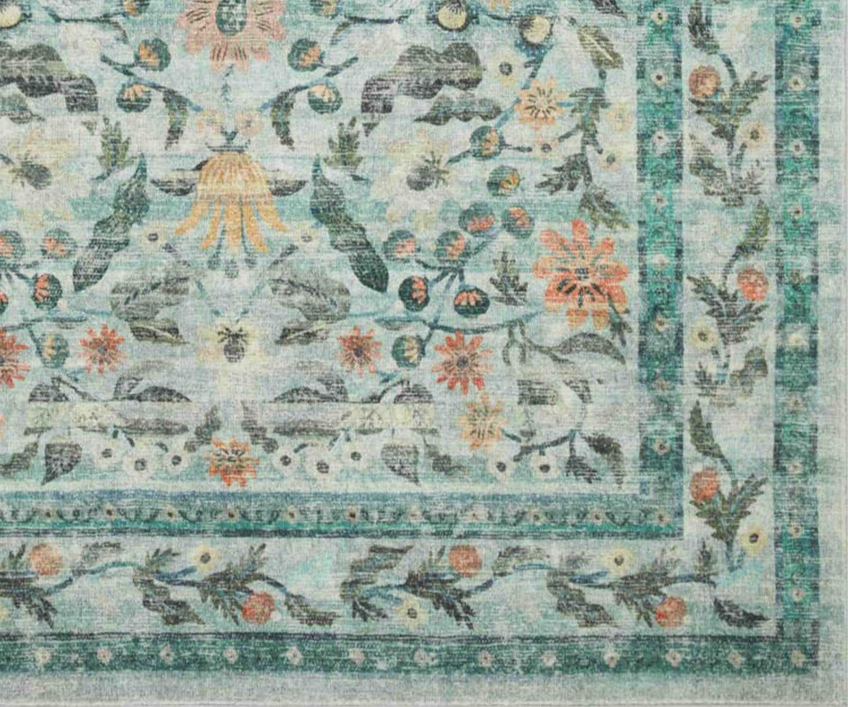 Eve Sage Floral Printed Rug – Courtyard | Rifle Paper Co.