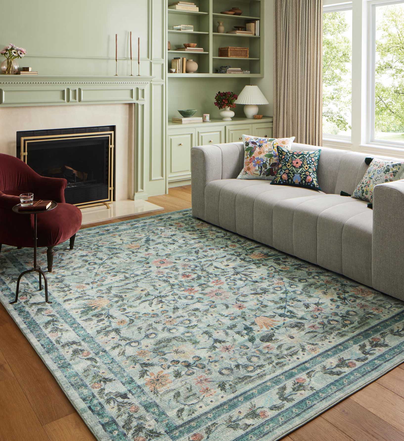 Courtyard Eve Printed Rug - Sage