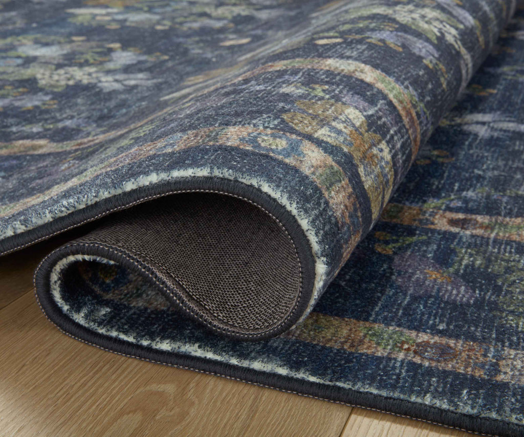 Courtyard Seville Printed Rug in Navy | Rifle Paper Co.