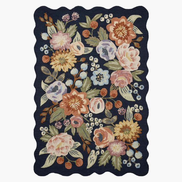 Vintage Blossoms Wool-Hooked Rug - Navy – Rifle Paper Co