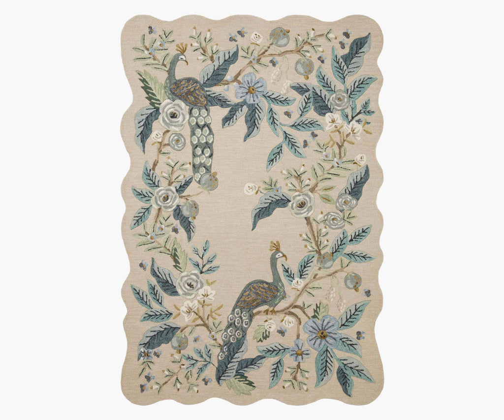 Peacock Wool-Hooked Rug - Blue – Rifle Paper Co