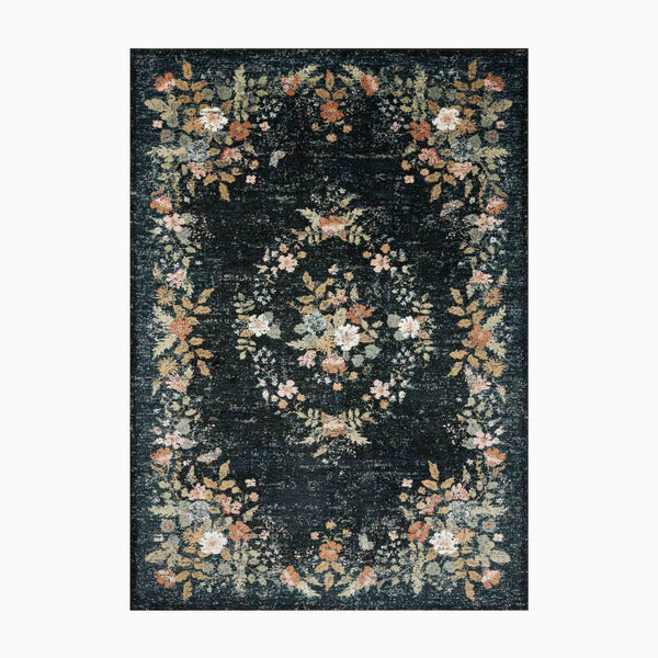 Laurel Strawberry Fields Medallion Power Loomed Rug - Navy – Rifle
