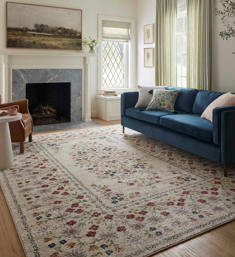 Lubrin Rug Laurel Linen Power Loomed Floral Rug | Rifle Paper Co.