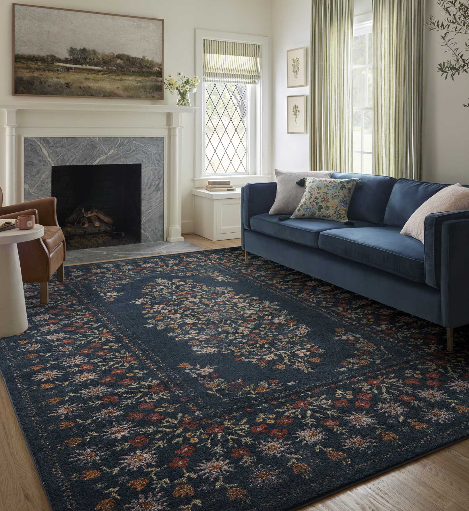 Laurel Eleanor Power Loomed Rug - Navy