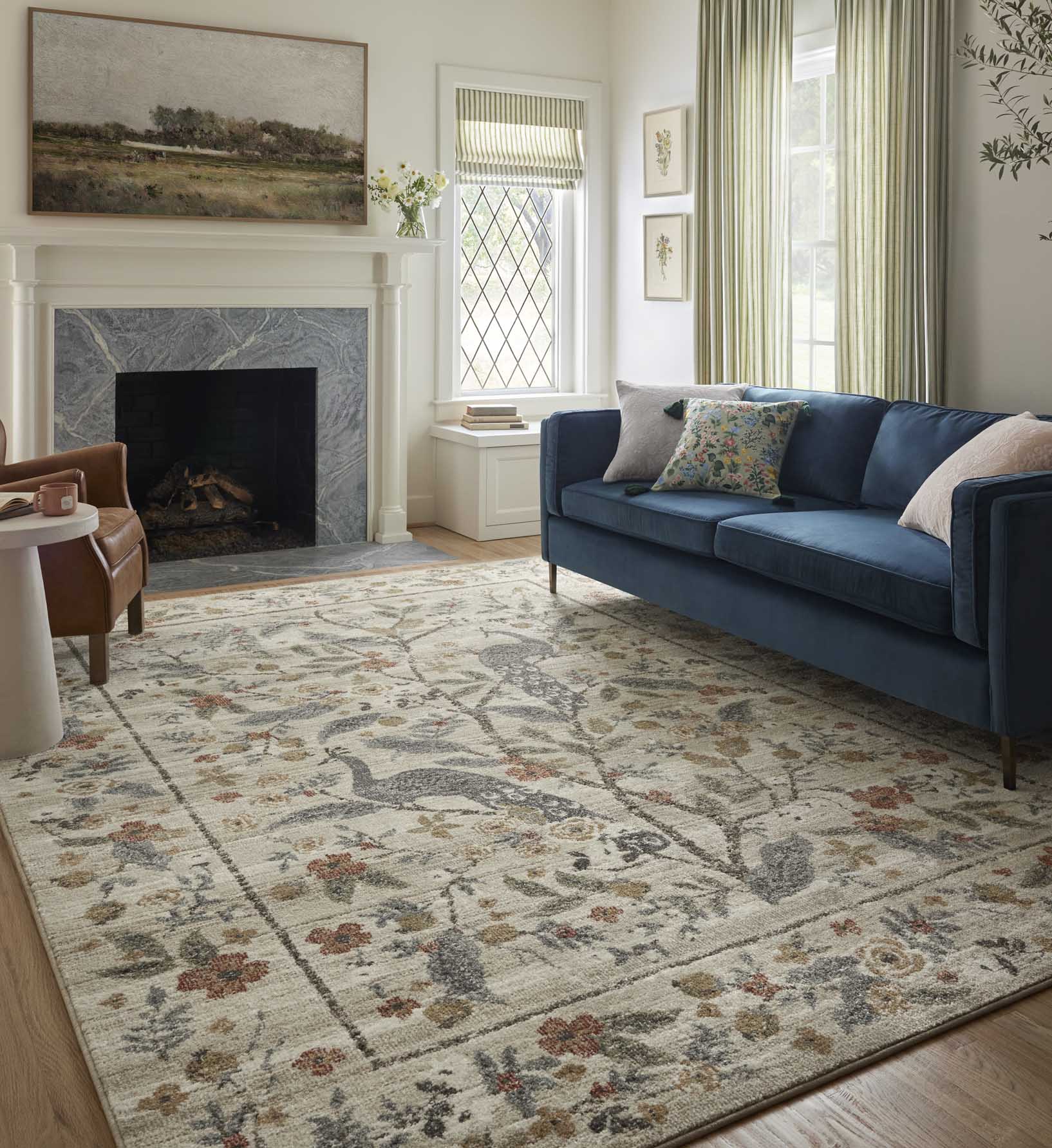 Laurel Peacock Garden Rug in Cream | Rifle Paper Co.