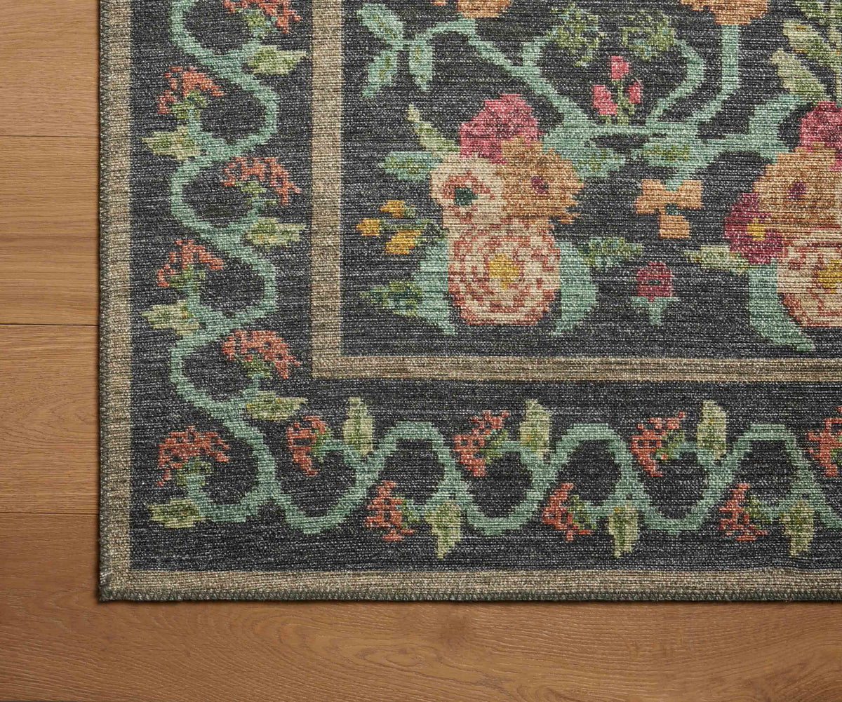 Rosa Black Power Loomed Floral Rug | Rifle Paper Co.