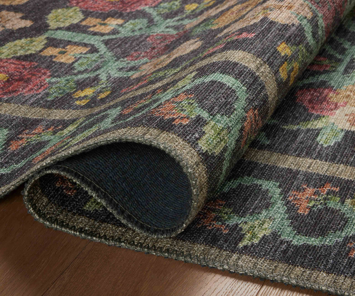 Rosa Black Power Loomed Floral Rug | Rifle Paper Co.