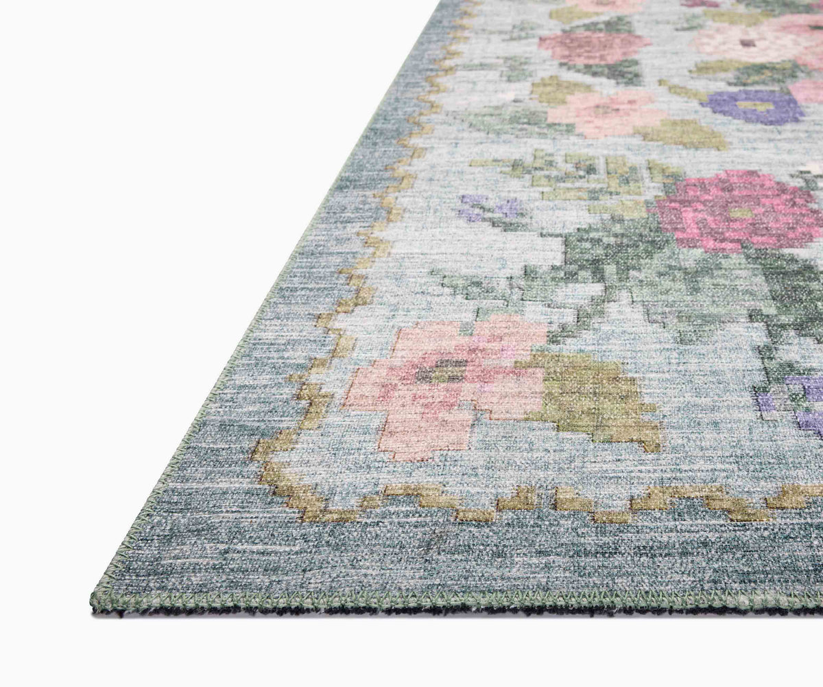 Rosa Antique Rose Power Loomed Rug in Sky | Rifle Paper Co.