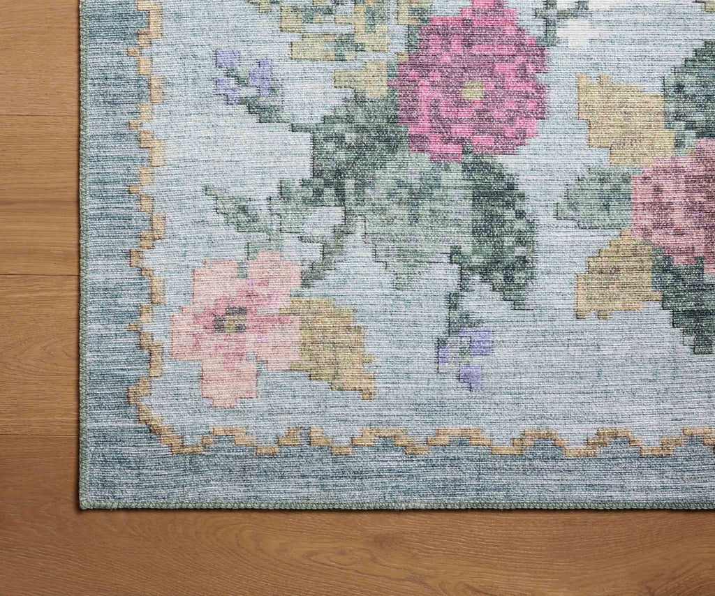 Rosa Antique Rose Power Loomed Rug - Sky – Rifle Paper Co