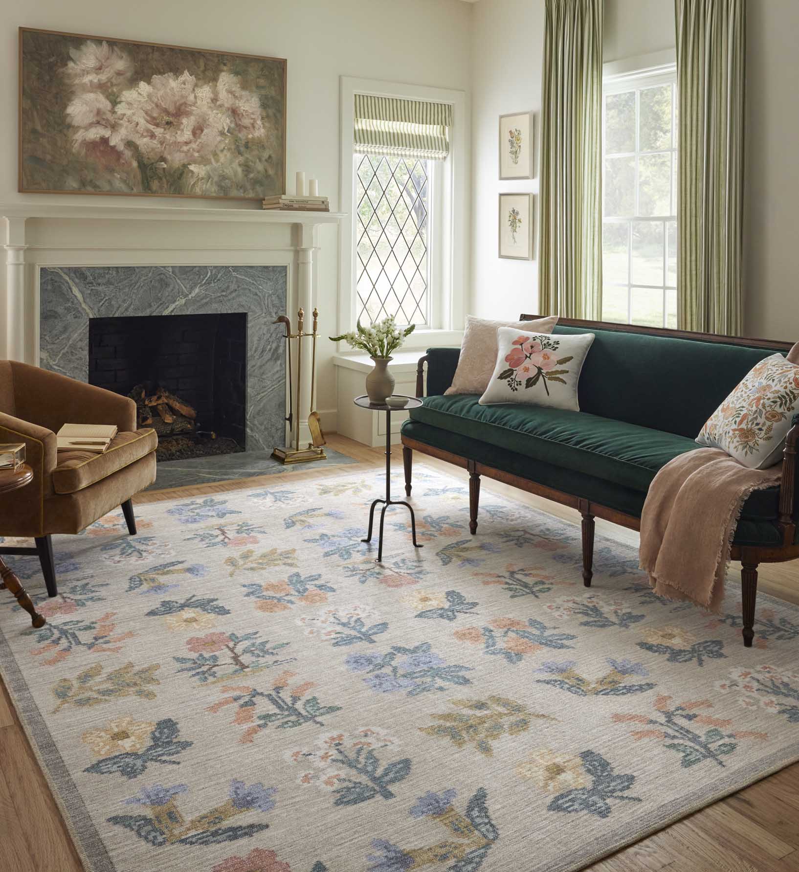 Rosa Hawthorne Power Loomed Rug - Cream