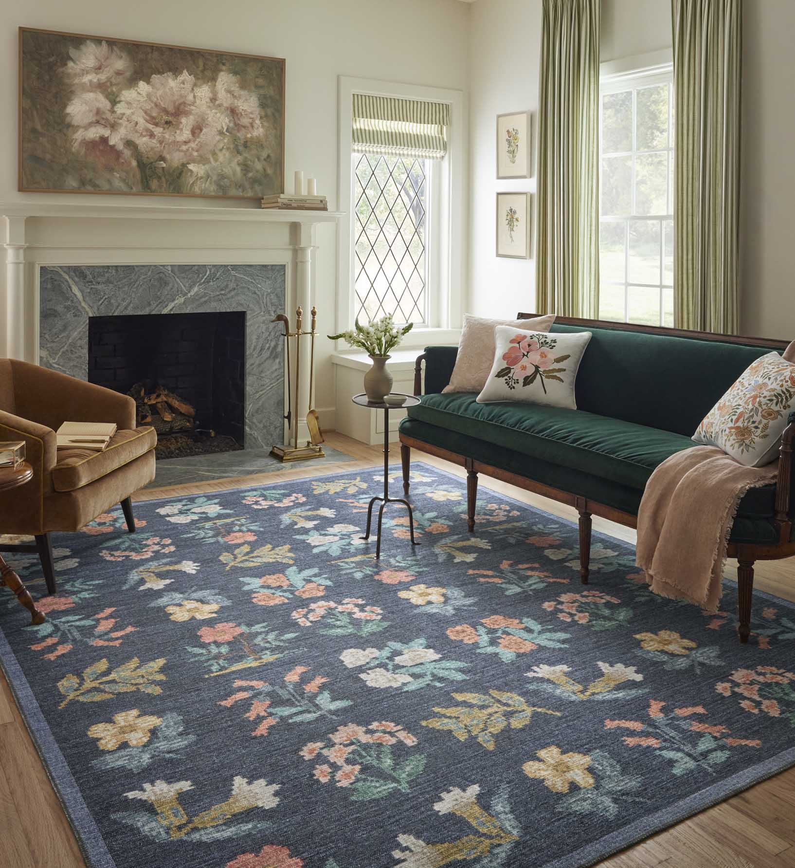 Rosa Hawthorne Navy Power-Loomed Floral | Rifle Paper Co.