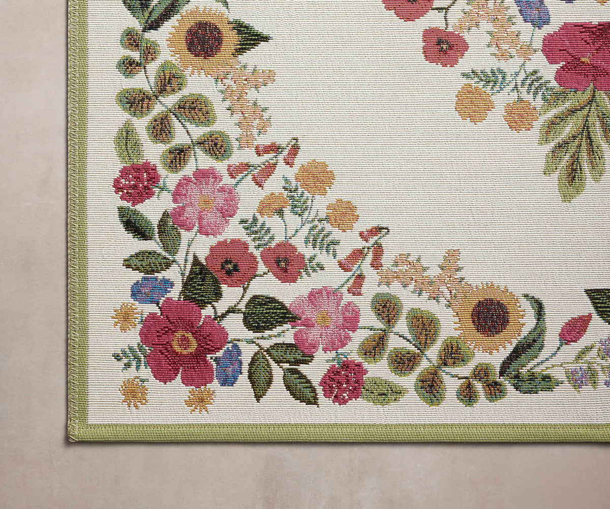 Perennial Blossom Cream Power-Loomed Rug | Rifle Paper Co.