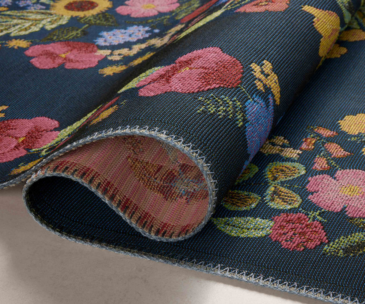 Perennial Blossom Navy Power-Loomed Rug | Rifle Paper Co.