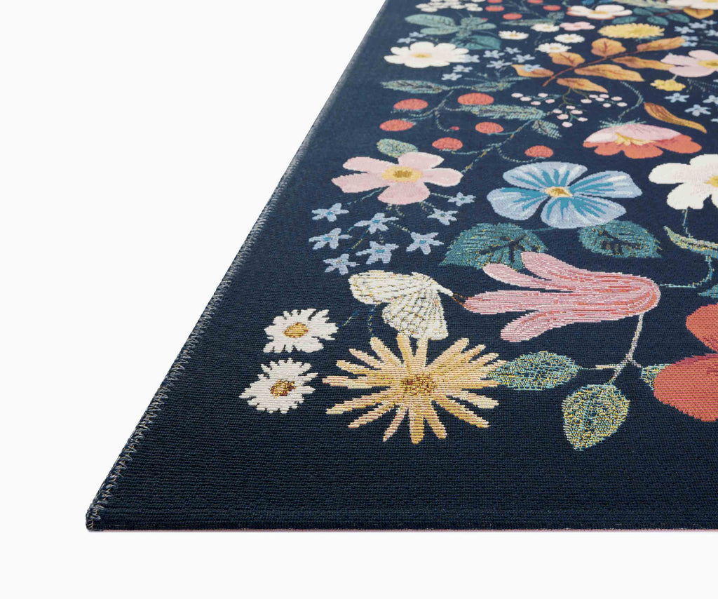 Strawberry Rile Perennial Strawberry Fields Power Loomed Rug - Black โ Rifle Paper Co