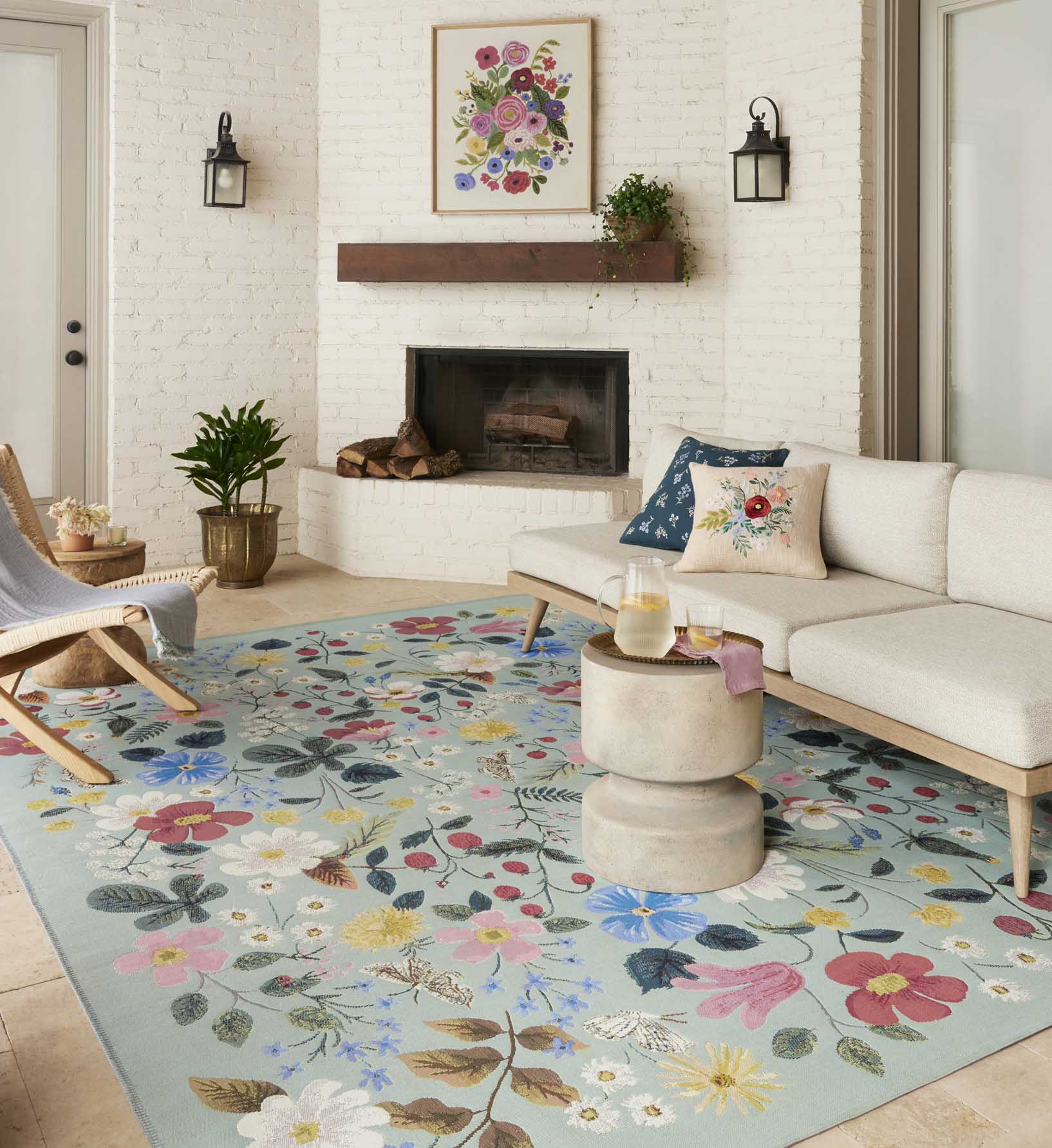 Perennial Strawberry Fields Power Loomed Rug - Mint