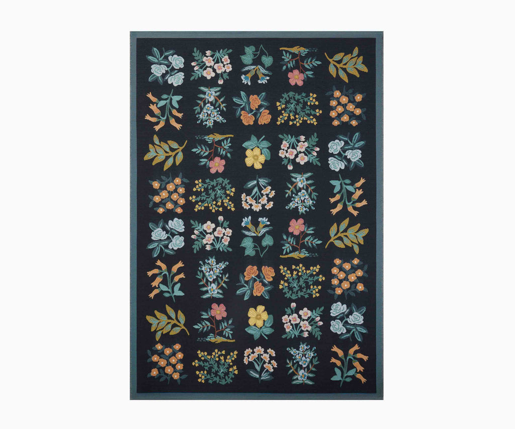 Perennial Wildflower Power Loomed Rug - Black – Rifle Paper Co