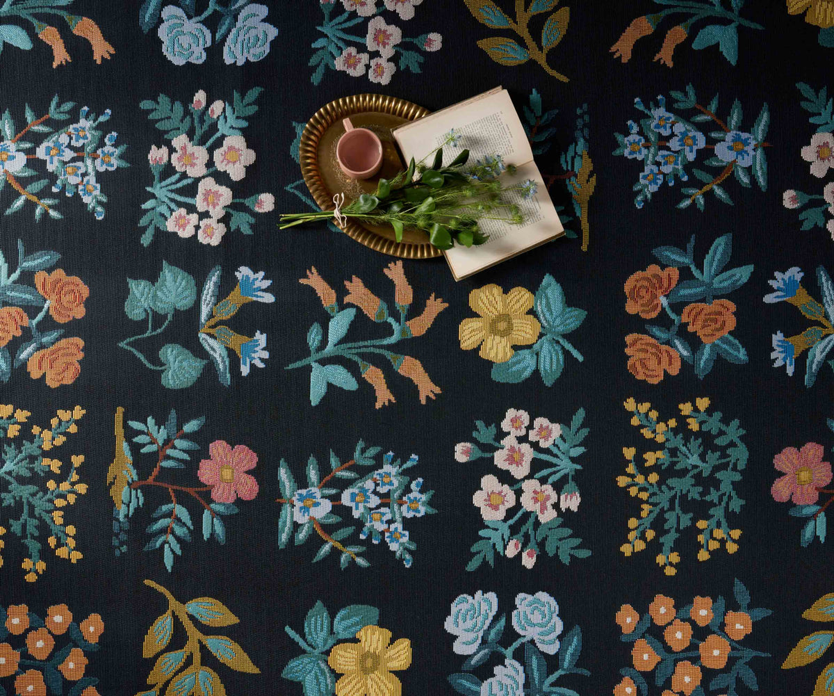Perennial Wildflower Black Area Rug | Rifle Paper Co.