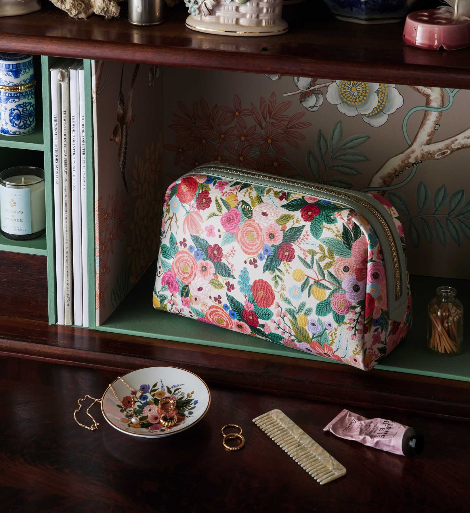 Large Cosmetic Pouch - Garden Party