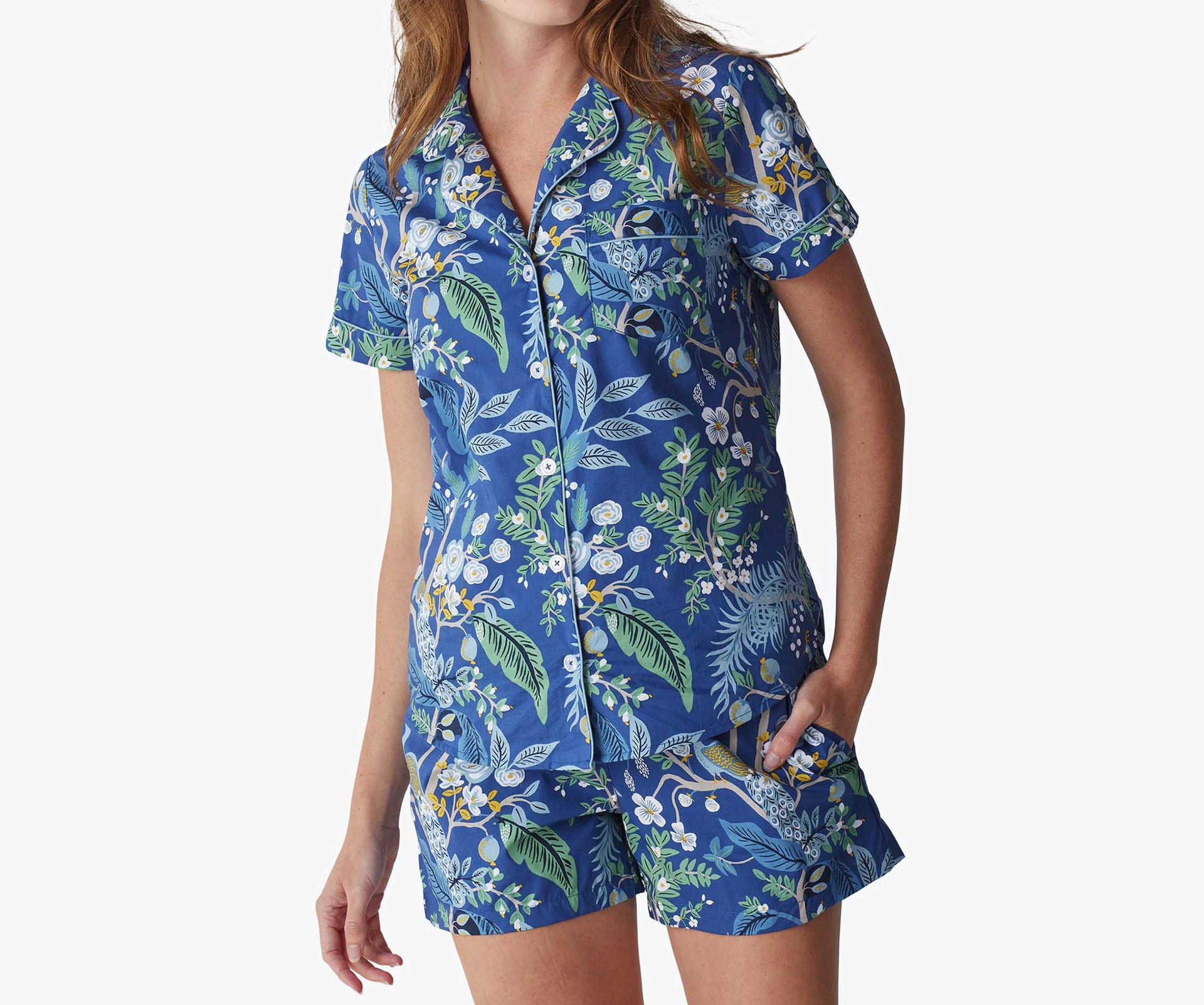Peacock - Poplin Button Front Short Set