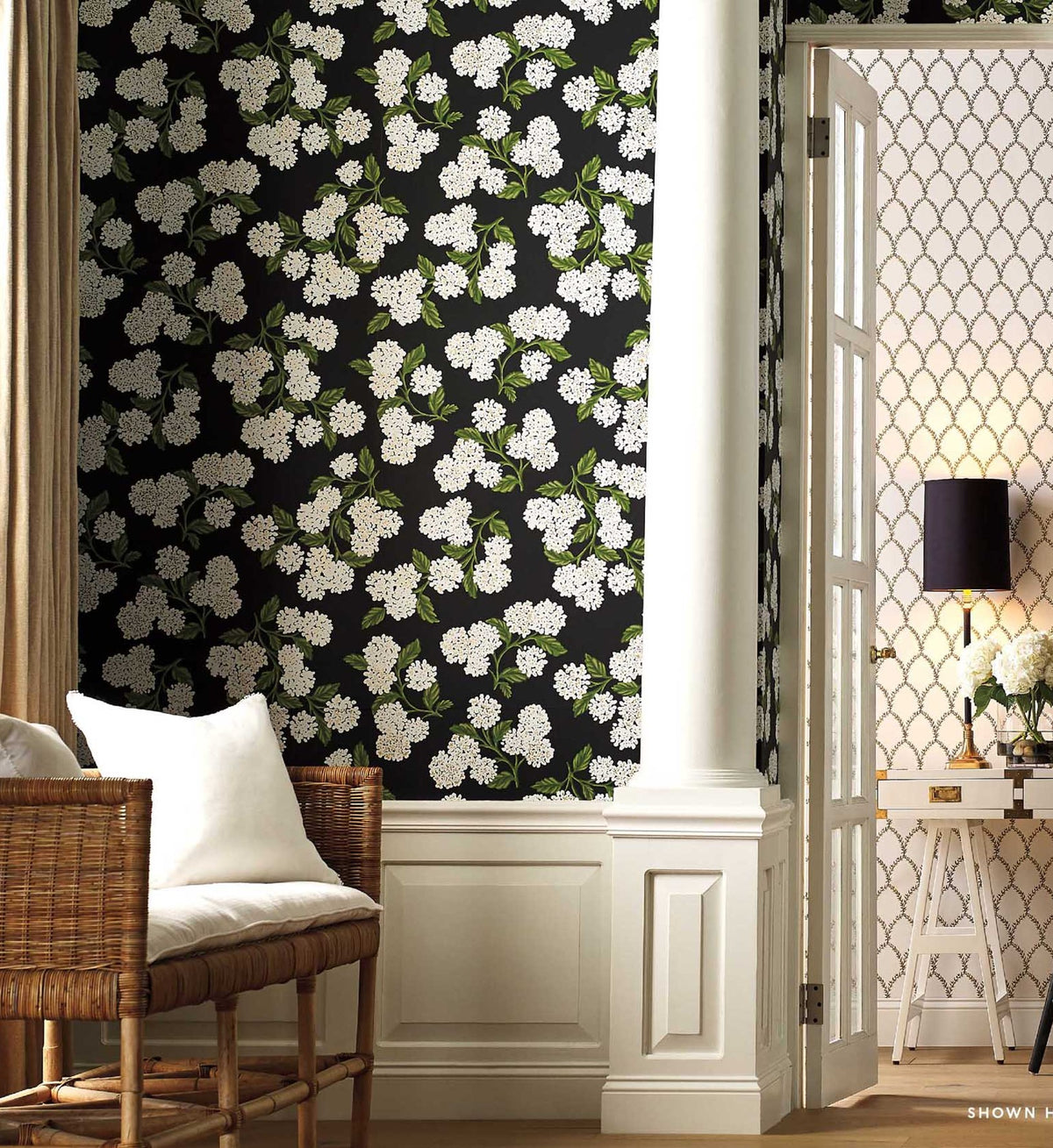 Hydrangea Black & White Wallpaper | Rifle Paper Co.