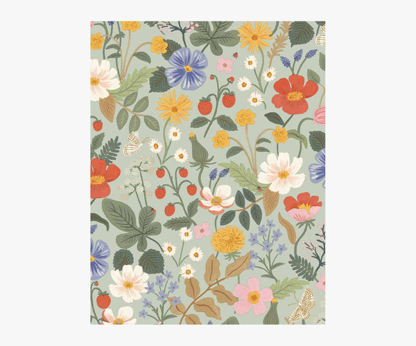 Strawberry Fields Wallpaper Sample – Mint | Rifle Paper Co.