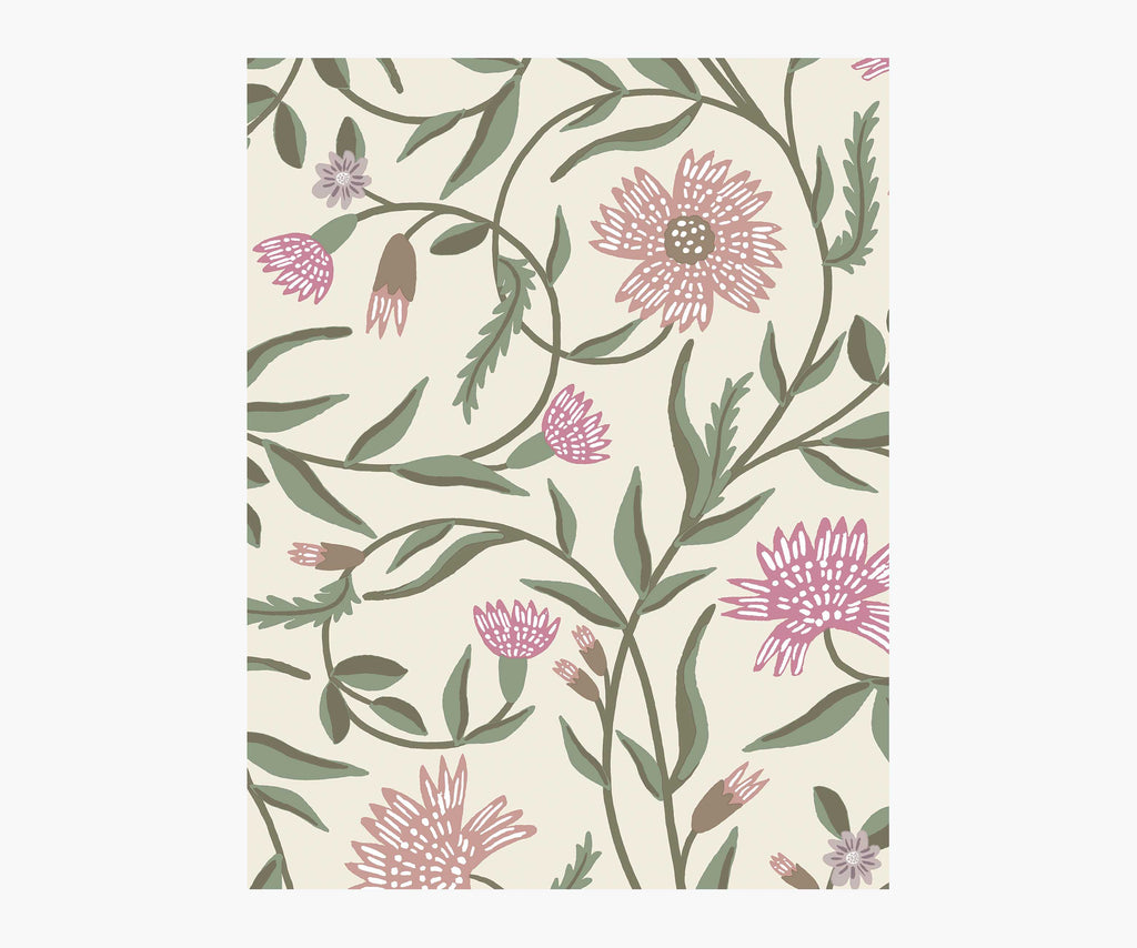 Aster Wallpaper Sample - Linen & Rose – Rifle Paper Co