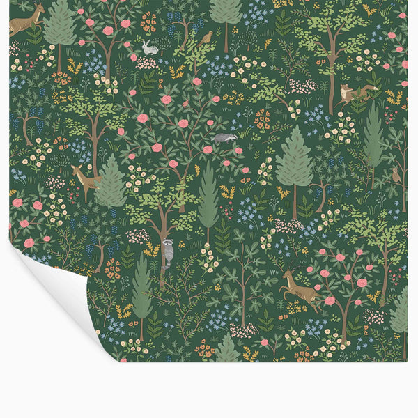 mintonの壁紙 Woodland Peel & Stick Wallpaper - Emerald – Rifle Paper Co